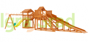 Детская деревянная зимняя горка Snow Fox 5,9 м + "Панда Фани Gride"