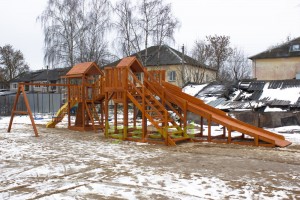 Детская деревянная зимняя горка Snow Fox 5,9 м + "Панда Фани Gride"