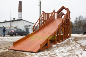 Детская деревянная зимняя горка Snow Fox 5,9 м + "Панда Фани Gride"