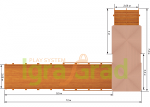 Зимняя горка Снежная Лиса Макси, скат 10 м