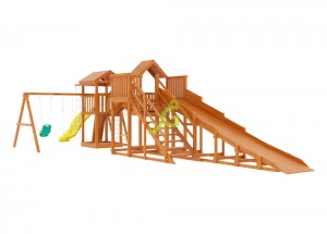 Детская деревянная зимняя горка Лиса 5,9 м + "Панда Фани Gride"