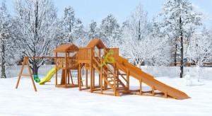 Детская деревянная зимняя горка Лиса 5,9 м + "Панда Фани Gride"