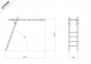Рукоход деревянный с металлическими перекладинами