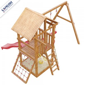 Детская деревянная площадка Сибирика с сеткой