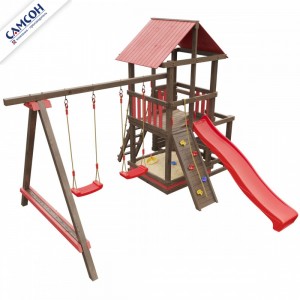 Детская деревянная площадка Сибирика с двумя горками