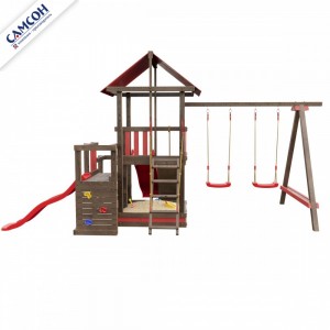 Детская деревянная площадка Сибирика с двумя горками