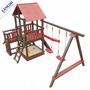 Детская деревянная площадка Сибирика с двумя горками