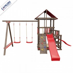 Детская деревянная площадка Сибирика с двумя горками