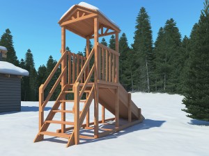 Зимняя деревянная заливная горка "Зимняя Панда Фани" 3,6 м